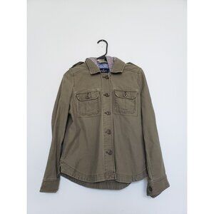 American Eagle Outfitters Womens XS Hooded Utility Jacket Top 100% Cotton Green